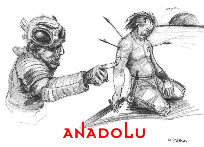 Karakalem İmgesel Yaralanan Adam Çizimi Adana